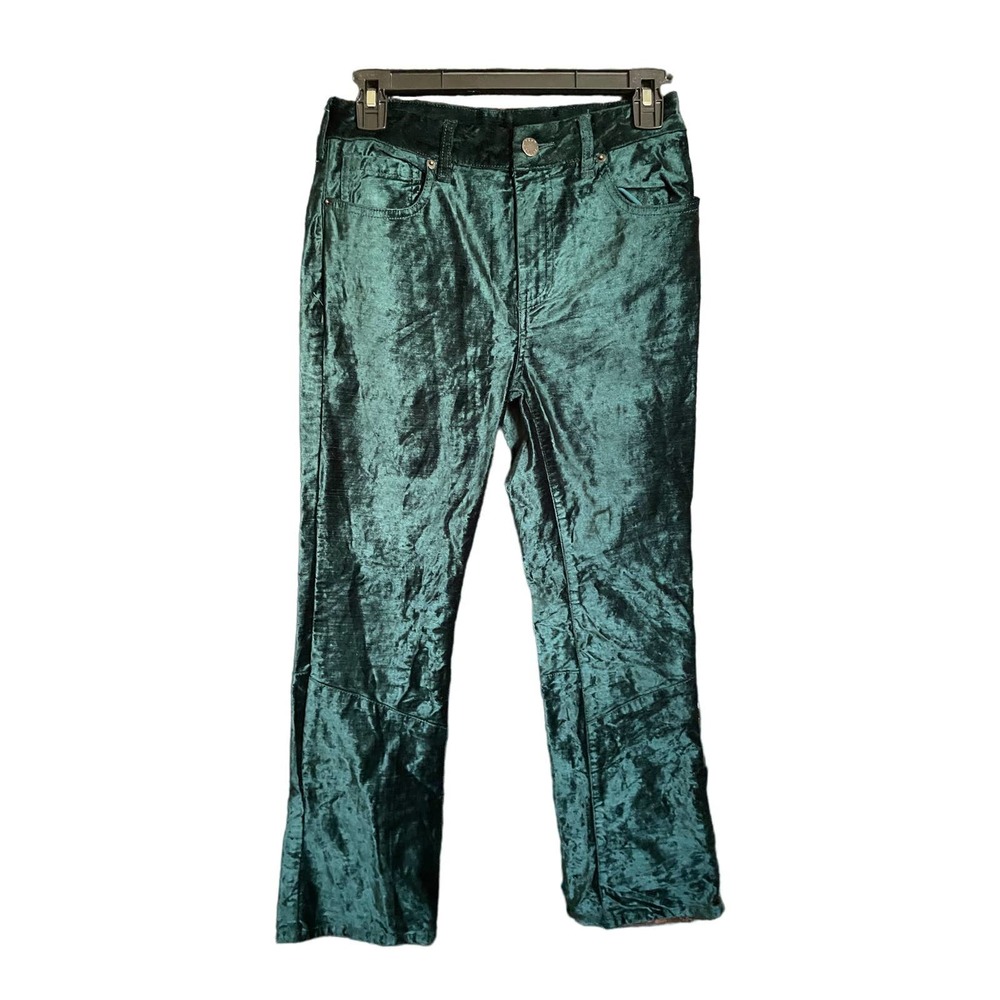 NWT Free People Women Velvet Slim Fit Straight Jeans Mid Rise Size 27 Dark Green